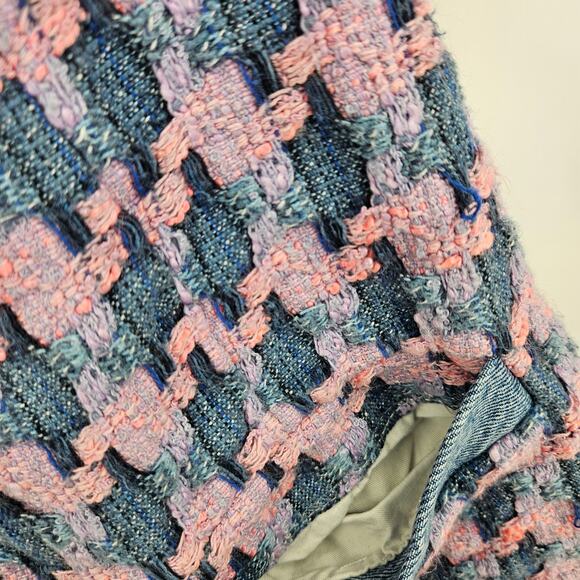 Sandro Amadora Dress Pink Blue Denim Trim Houndstooth Tweed Mini Pockets Size 4 - Picture 4 of 10
